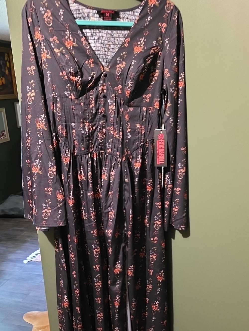 Black Floral Long Sleeve Maxi Dress by Burgess & Co.